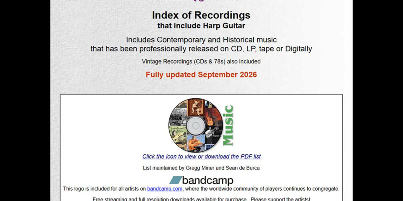 Index of Harp Guitar Recordings